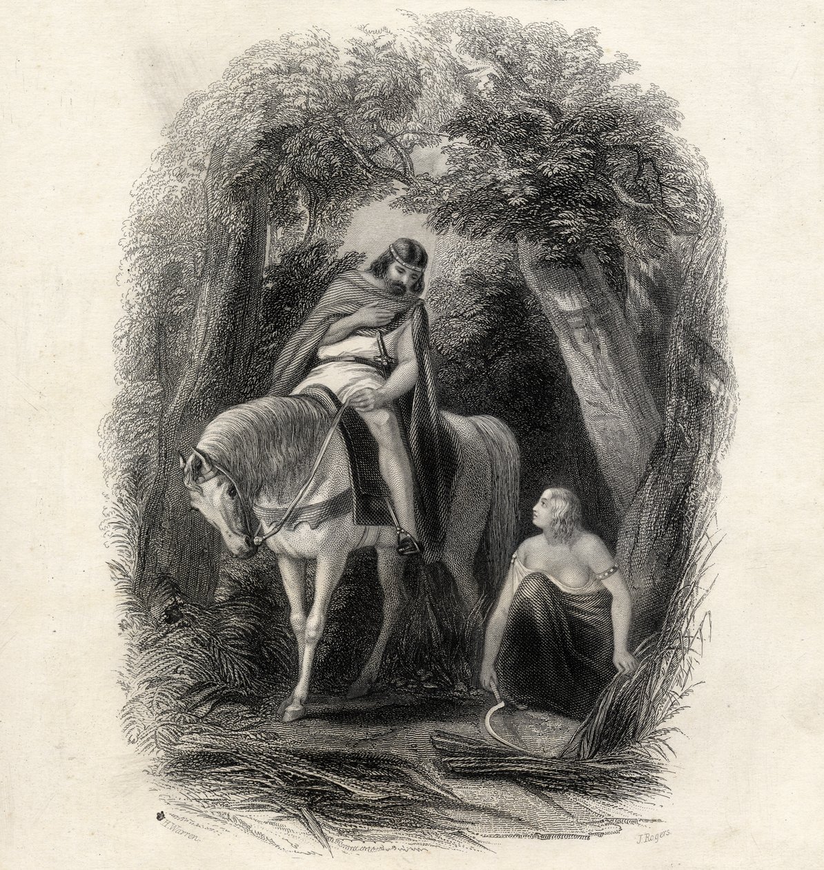 الملك Cormac (ت 1138) و Fair Eithne ، نقشهما J.Rogers ، من "تاريخ أيرلندا" بواسطة T.Wright ، 1855 بواسطة هنري وارن