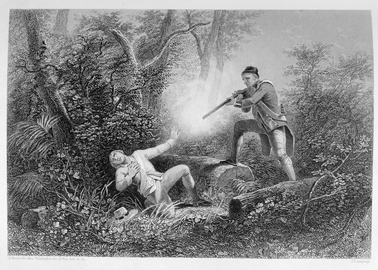 Fratricide في وايومنغ ، 1778 ، من "تاريخ الولايات المتحدة" ، المجلد. أنا ، بواسطة تشارلز ماكاي ، منقوش بواسطة جيمس تشارلز جيميتاج (1820-97) بواسطة هنري وارن