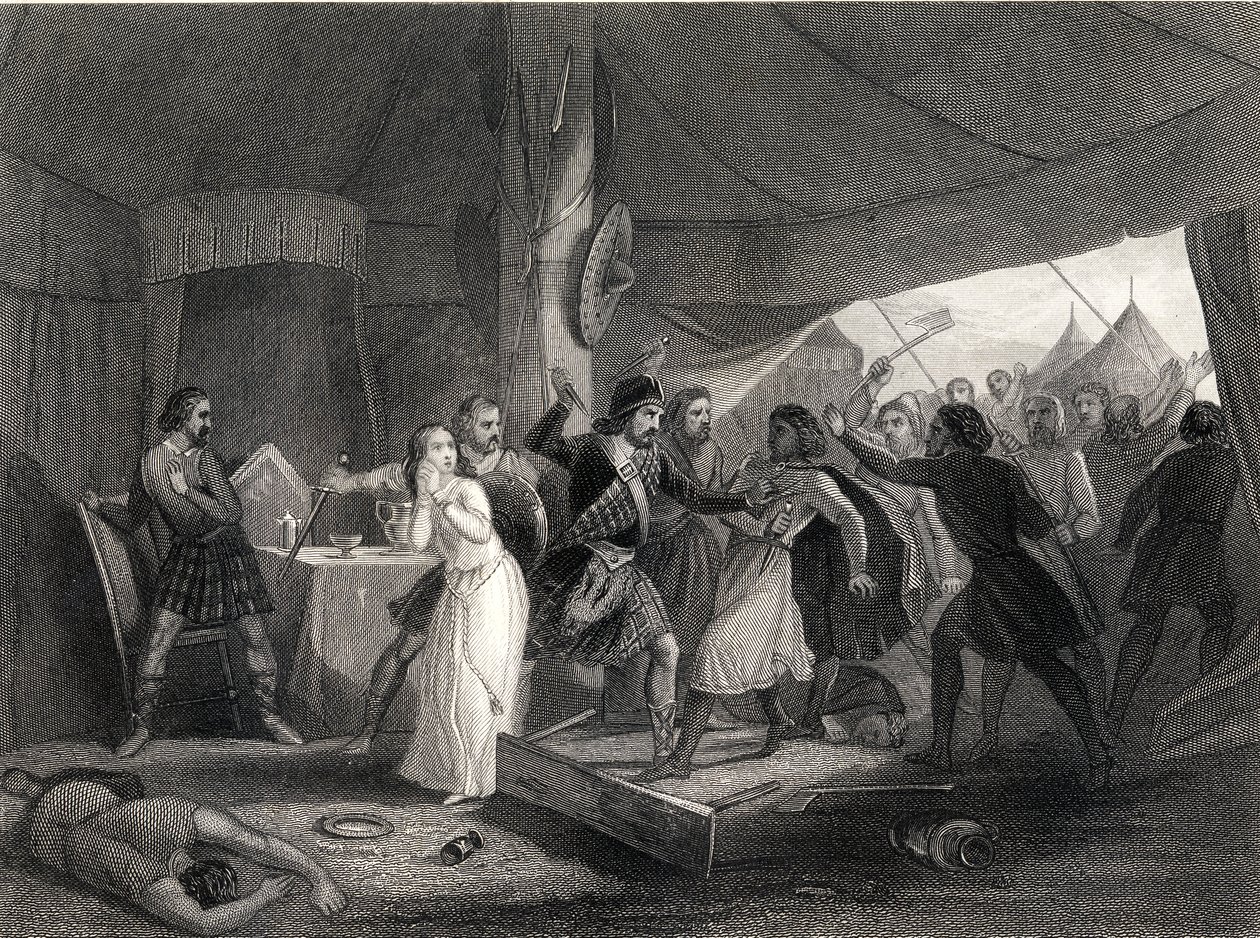 جريمة قتل شين أونيل (c.1530-67) التي نقشها J.Rogers بواسطة هنري وارن