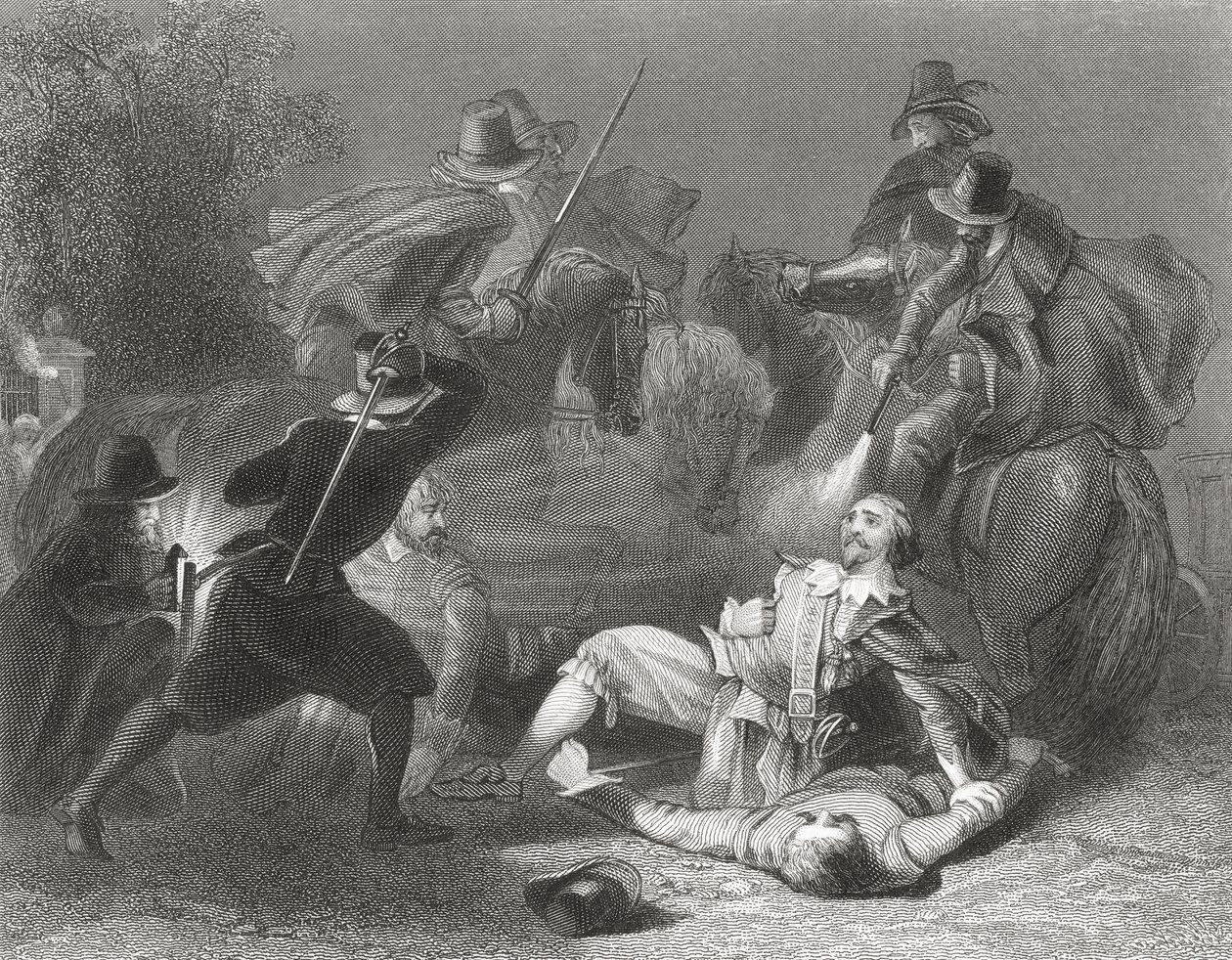 مقتل اللورد كيلواردين على يد متمردي روبرت إيميت في دبلن ، أيرلندا ، 1803 ، من "تاريخ أيرلندا" من قبل توماس رايت ، تم نشره عام 1854 بواسطة هنري وارن