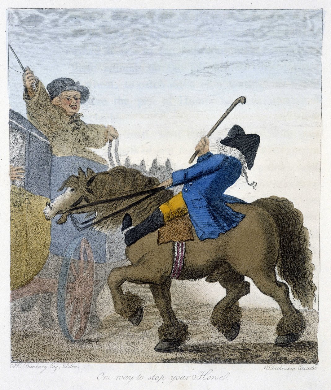 Méway لإيقاف خيلك - في "" الرسوم الكاريكاتورية الإنجليزية حول سلوكيات الركوب "" ، مريض. بواسطة HW Bunbury ، ed. جون ستوكديل بواسطة هنري ويليام بنبري