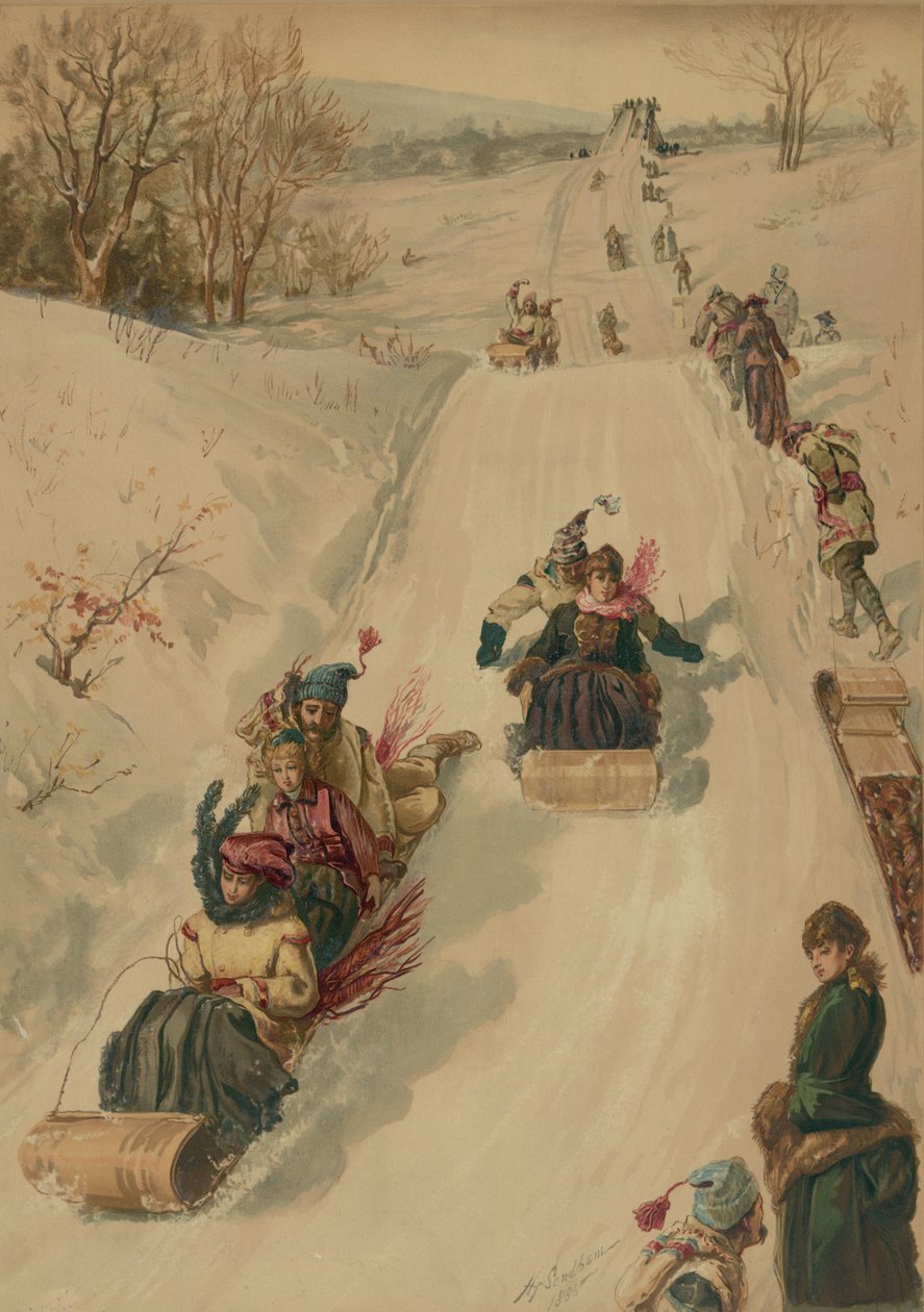 التزحلق ، بواسطة L. Prang and Co. ، 1886 (aquatint) بواسطة هنري بعد ساندهام
