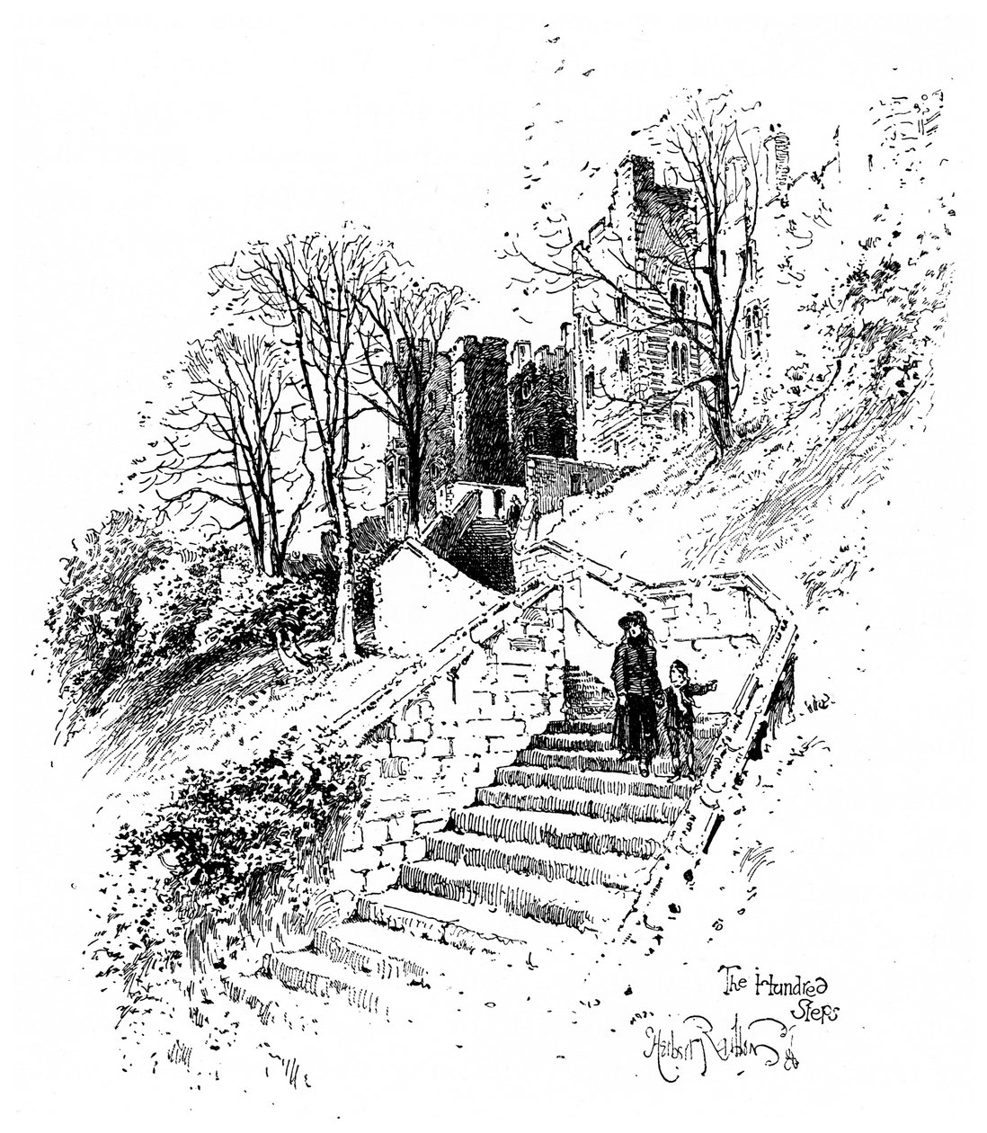 The Hundred Steps ، قلعة وندسور ، c1888. بواسطة هربرت آرثر