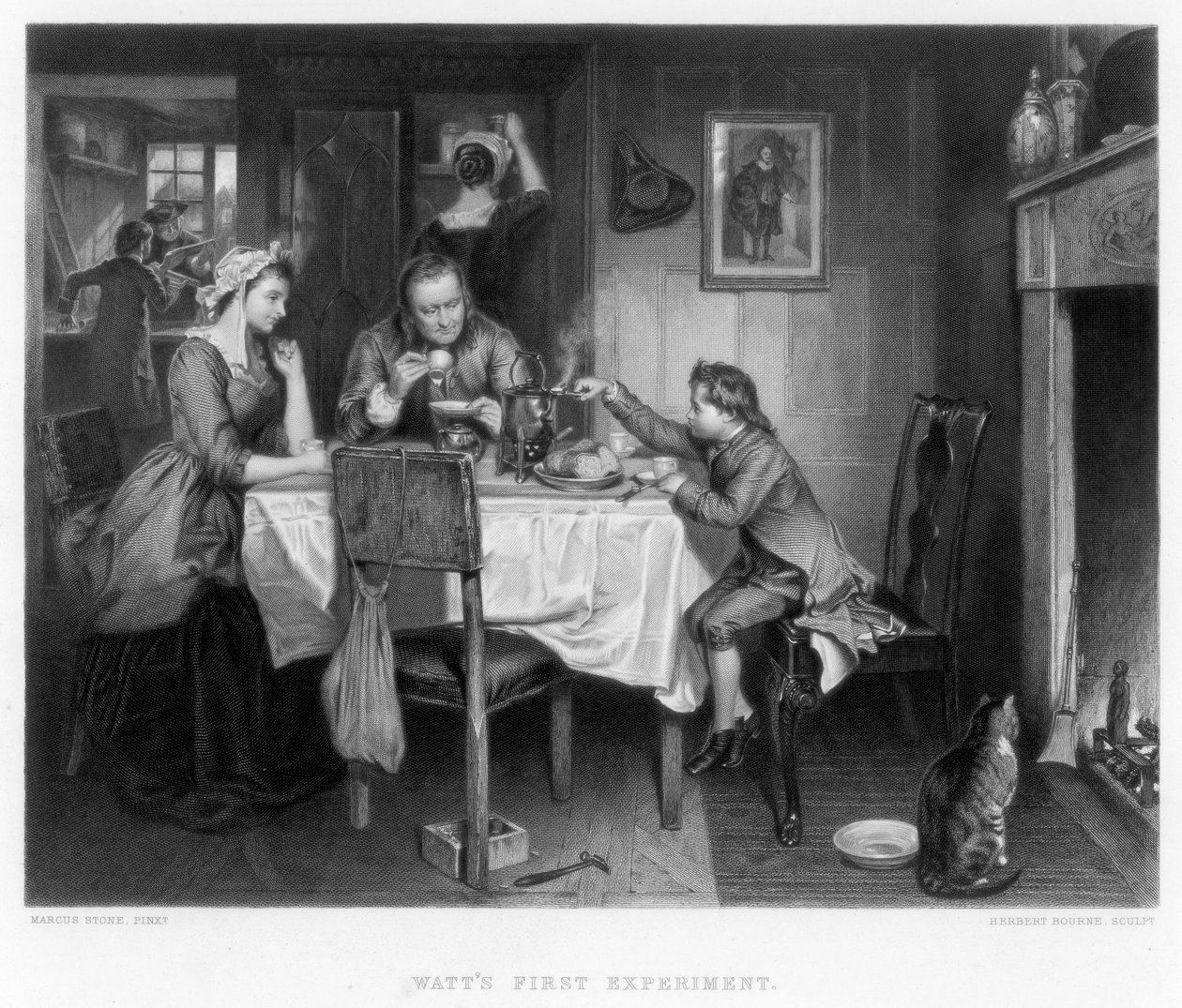تجربة واتس الأولى ، القرن الثامن عشر ، c1870 بواسطة هربرت بورن