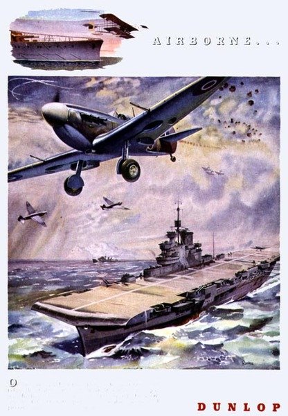 "Airborne ...." ، إعلان عن إطارات Dunlop من "The Illustrated London News" ، إصدار عيد الميلاد عام 1944 (litho) بواسطة هربرت كير روك