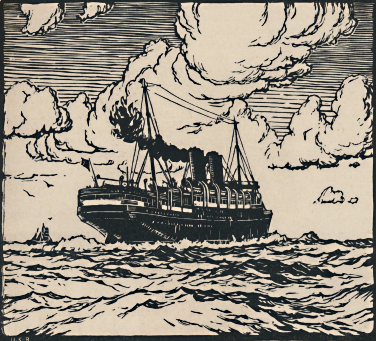 سفينة بخارية في البحر ، 1919 بواسطة هربرت كير روك