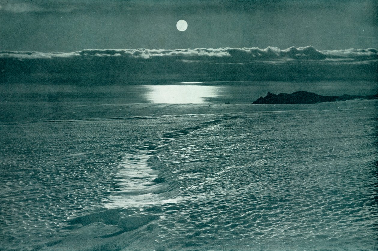 نهر بارن الجليدي: صدع مع جسر ثلجي رفيع ، c19101913 ، 1913. بواسطة هربرت بونتينج