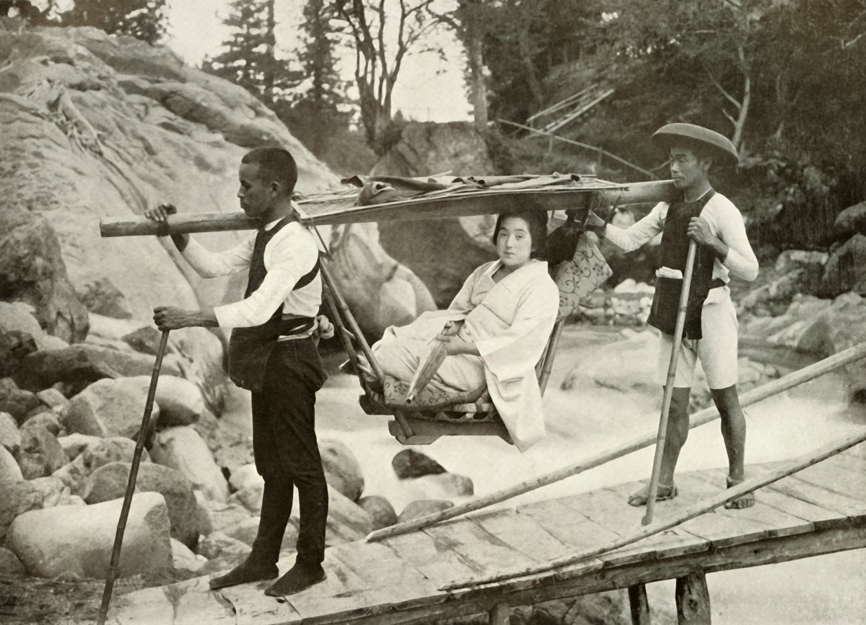 السفر عن طريق ياما كاجو في جبال هاكوني ، 1910. بواسطة هربرت بونتينج