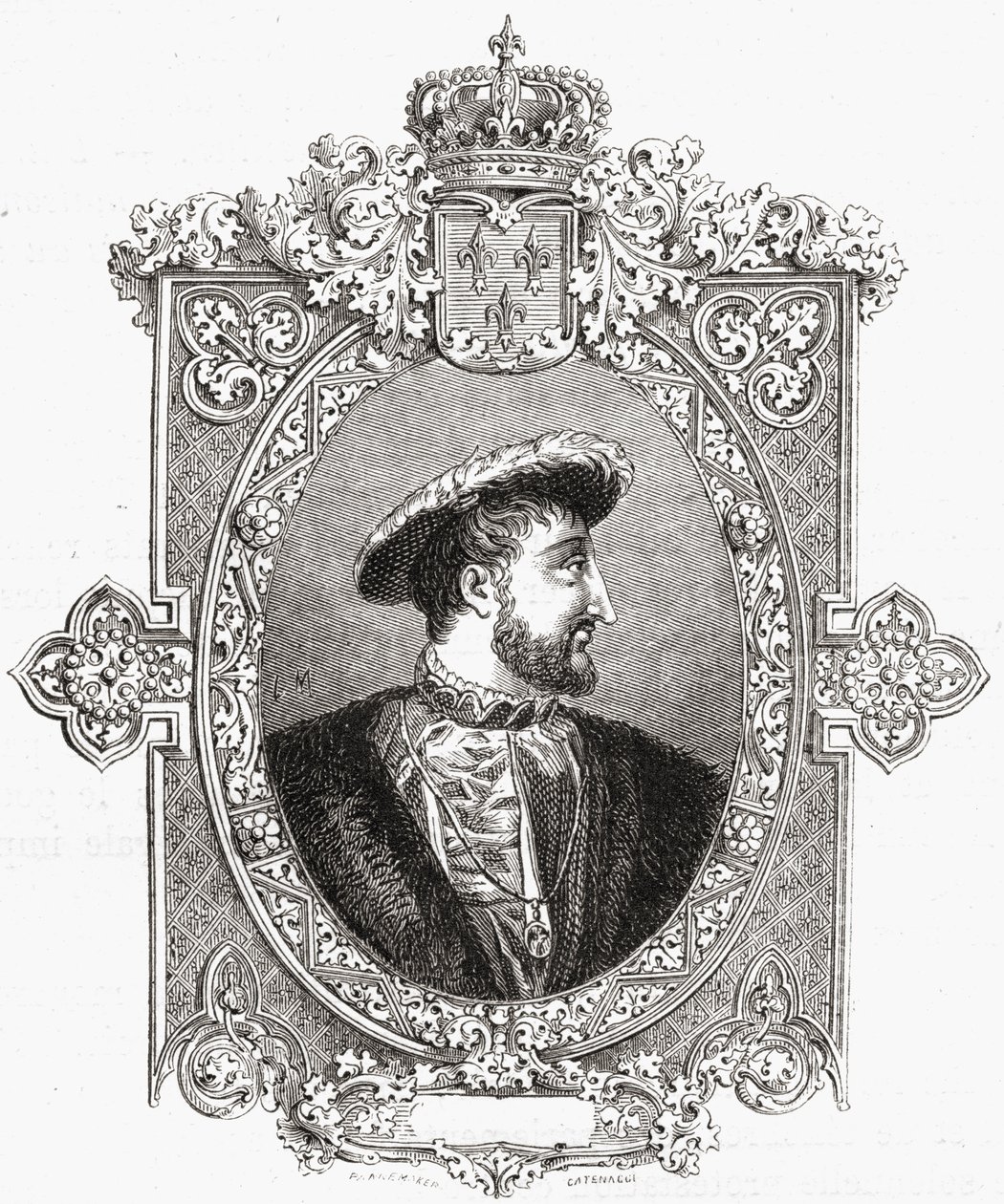 فرانسوا الأول ، منقوش بواسطة Pannemaker-Ligny ، من "Histoire de la Revolution Française" بقلم لويس بلانك (1811-1882) بواسطة هرقل كاتيناتشي