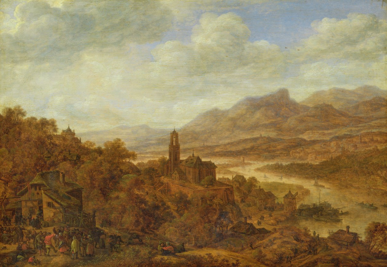المناظر الطبيعية مع نهر الراين ، 1652 بواسطة هيرمان الأصغر Saftleven