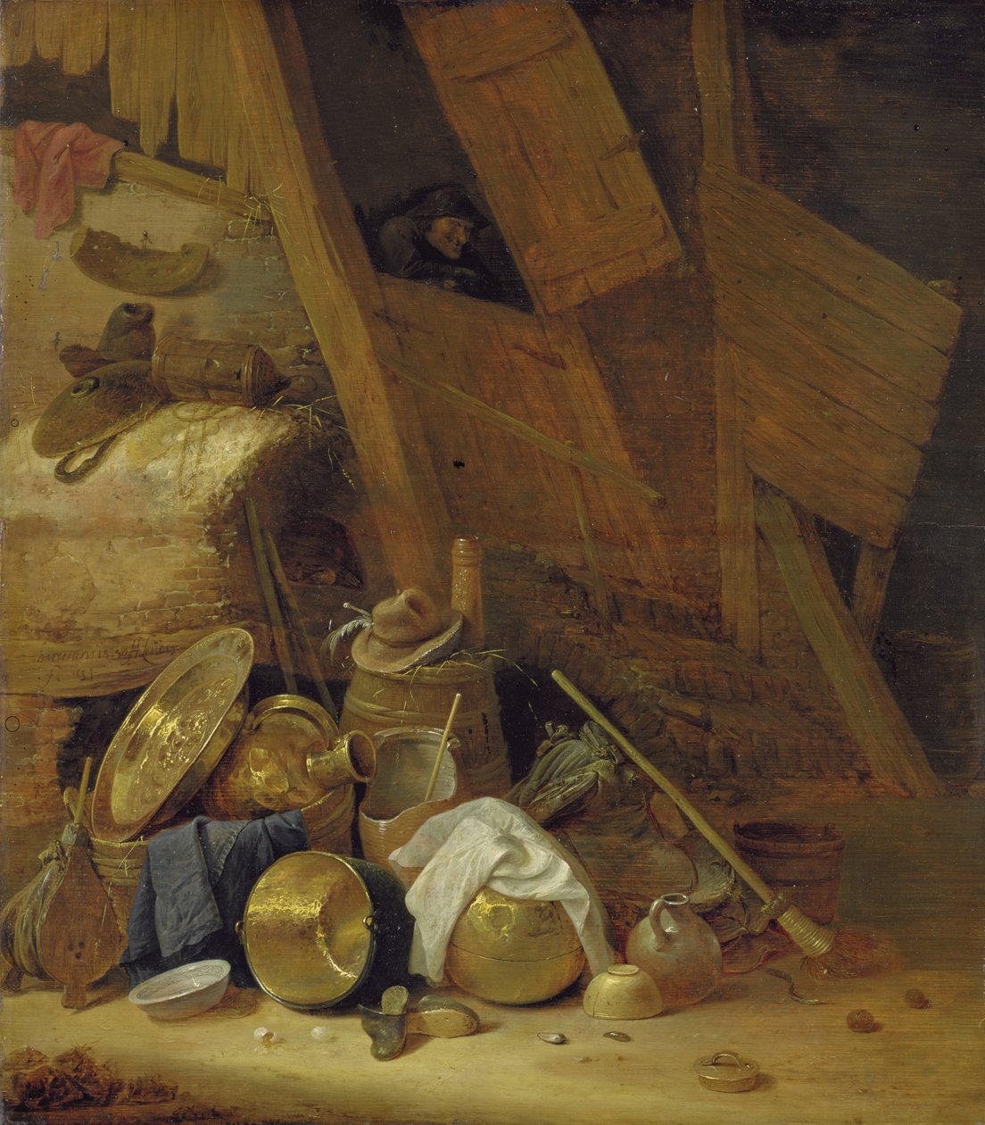 الحياة الساكنة داخل حظيرة ، 1634 بواسطة هيرمان الأصغر Saftleven