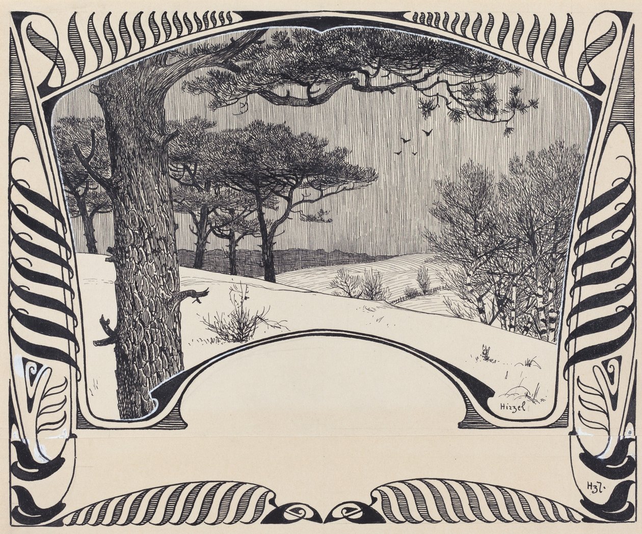 منظر طبيعي شتوي داخل حدود Jugendstil بواسطة هيرمان هيرزل