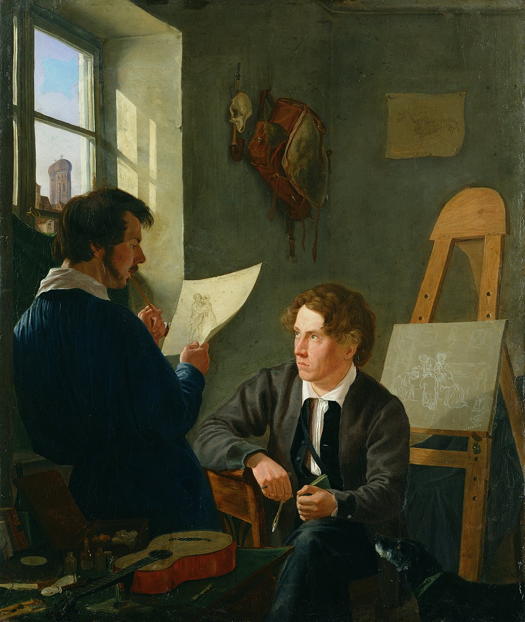 هيرمان كوفمان وجورج هيسليتش (1806-94) في Kauffmanns Munich Studio ، 1830 بواسطة هيرمان كوفمان