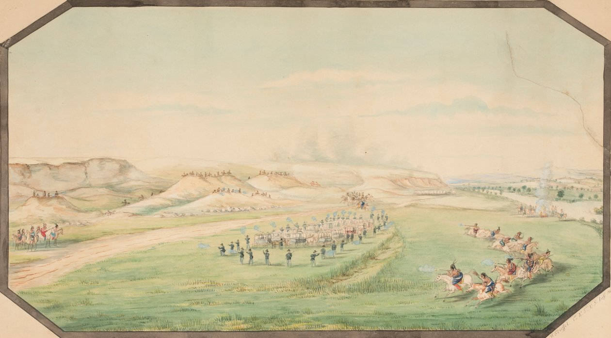 هجوم على قطار الجنرال مارسي ، 1867. بواسطة هيرمان ستيفل