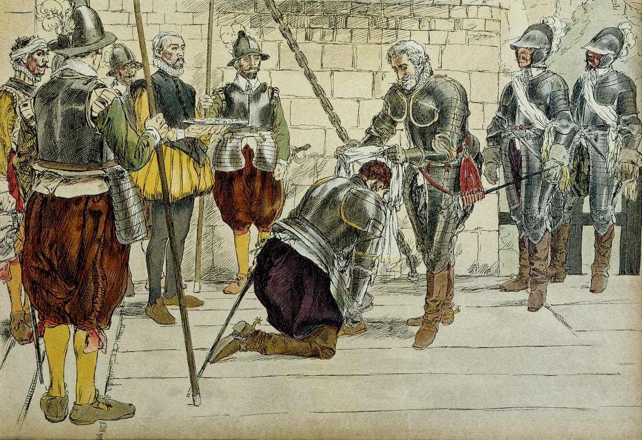 شارل الثاني من كوسي بريساك (كوز بريساك) (1562-1621 أو 1626) جعل مارشال فرنسا بواسطة هنري الرابع (1553-1610) قبل دخول باريس في 22 مارس 1594. وقفة التجار جان لويلييه (؟) مفاتيح المدينة. التوضيح 1907 بواسطة هيرمان فوجل