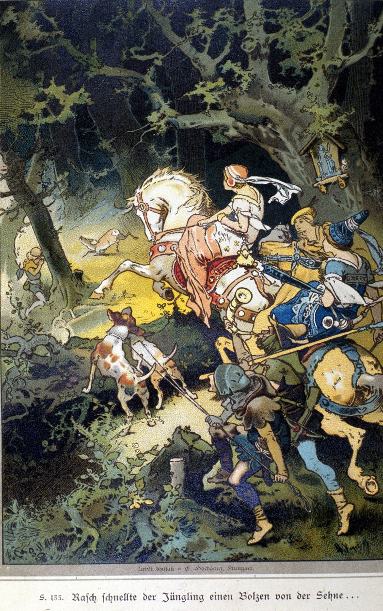 رسم توضيحي لفوغل لقصة من قبل الأخوين يعقوب (1785-1863) وويلهلم (1786-1859) جريم بواسطة هيرمان فوجل