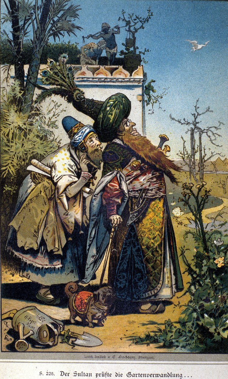 رسم توضيحي لفوغل لقصة الأخوين يعقوب (1785-1863) وويلهلم (1786-1859) غريم: "السلطان القديم" بواسطة هيرمان فوجل