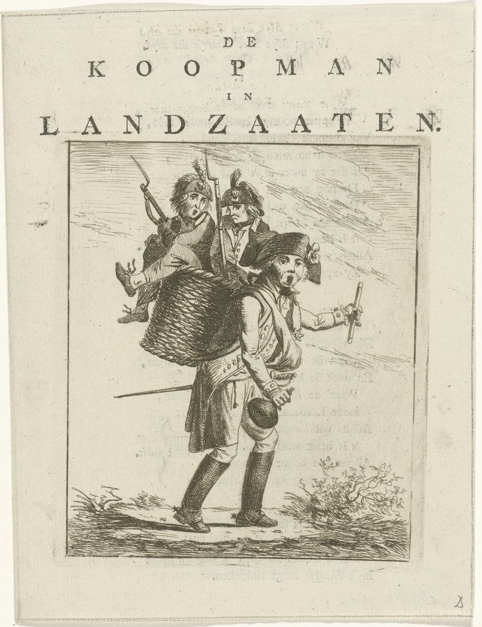 ورقة أغنية وكارتون مع الجنود كارتون على فيليم الخامس التاجر في Landzaaten (العنوان على الكائن) بواسطة هيرمانوس الجيب