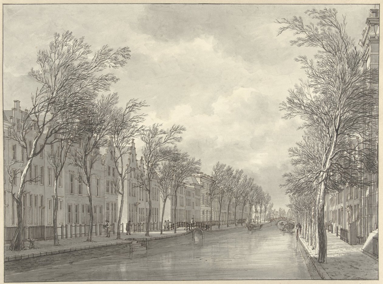 منظر لرابنبورغ في ليدن من Groenebrug ، 1807 بواسطة هيرمانوس نعمان (توقيع الفنان)