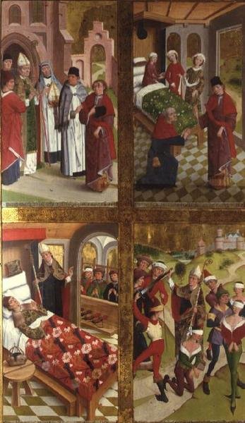 مشاهد من حياة القديس نيكولاس من القسم الداخلي للجناح الخارجي الأيسر للمذبح الرئيسي السابق في كنيسة القديس نيكولاس بواسطة هيرمن رود