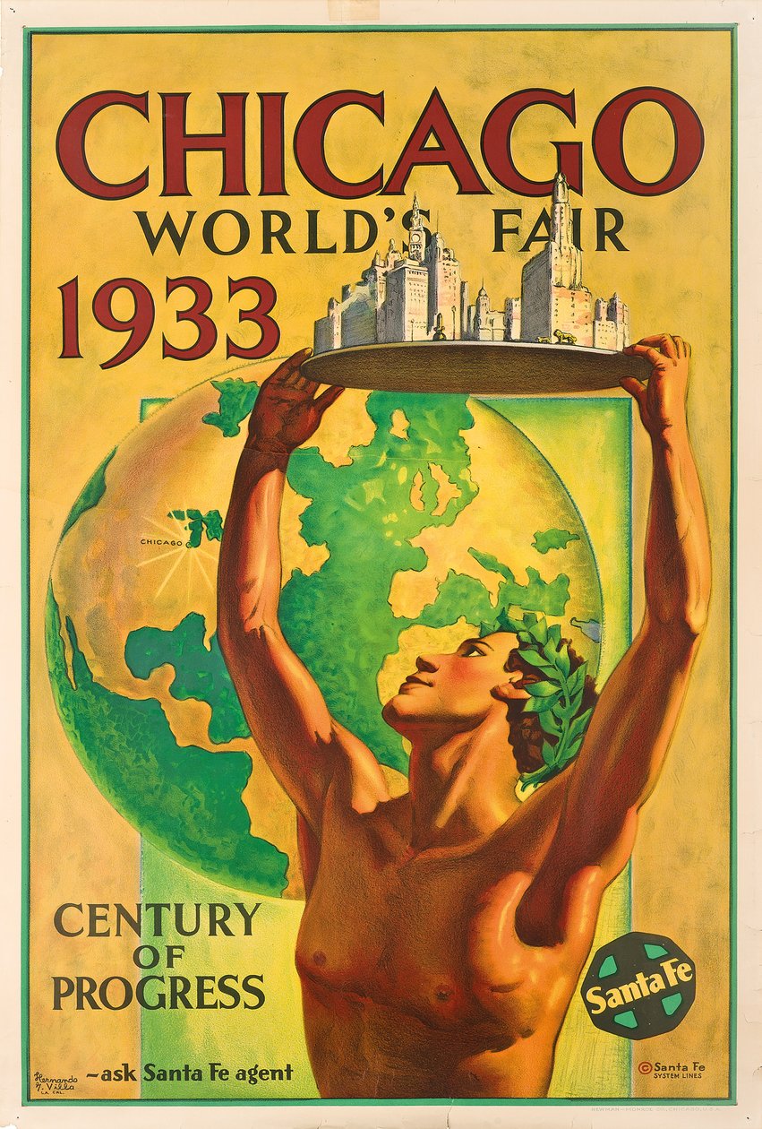 إعلان ملصق للمعرض العالمي لعام 1933 في شيكاغو بواسطة فيلا هيرناندو