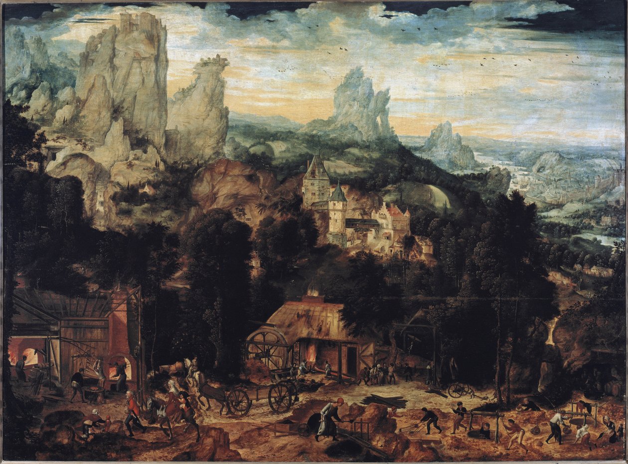 مناجم النحاس - زيت على قماش بواسطة هيري التقى دي (c.1510 p.1550) بليز