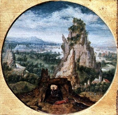 القديس جيروم في ندم في مشهد رائع بواسطة هيري التقى دي (c.1510 p.1550) بليز