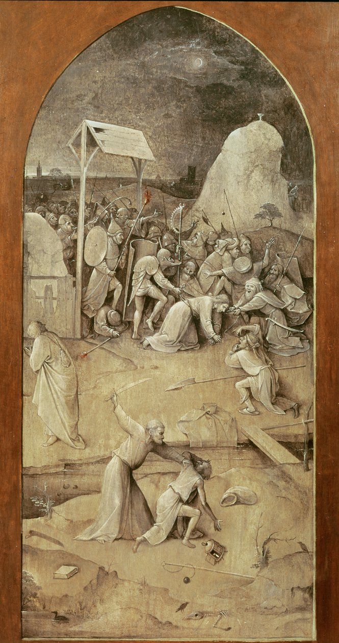 المسيح على الطريق إلى الجلجثة ، من إغراء القديس أنتوني بالثلاثي (خارج اللوحة اليسرى) (انظر أيضًا 821 ، 35965 ، 44162 ، 59834 und 67839) بواسطة هيرونيموس بوش