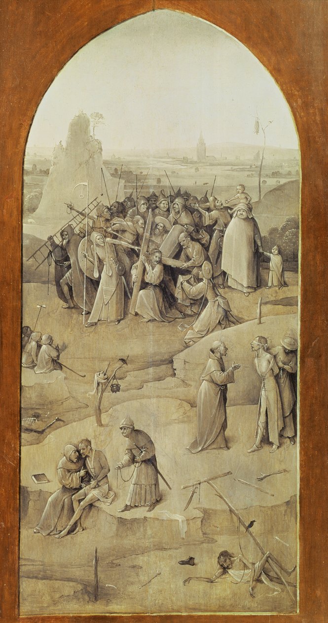المسيح على الطريق إلى الجلجثة ، من إغراء القديس أنتوني بالثلاثي (خارج اللوحة اليمنى) (انظر أيضًا 821 ، 35965 ، 44162 ، 59834 und 67838) بواسطة هيرونيموس بوش