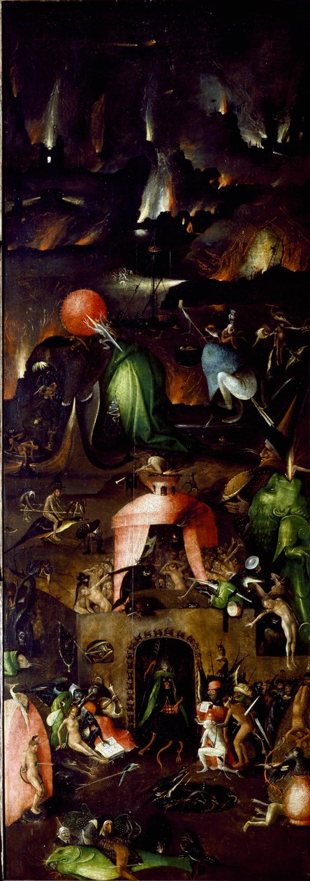 Tryptic of the Last Judgement (Das Weltgerichts-Triptychon): right panel representing Hell. Painting on wood by Hieronymus Van Aeken (Aken) dit Jerome Bosch (1450-1516) 1504 circa Sun. 167,5x60 cm Vienna, Gemaldegalerie der Akademie der Bildenden Kunsthist بواسطة هيرونيموس بوش