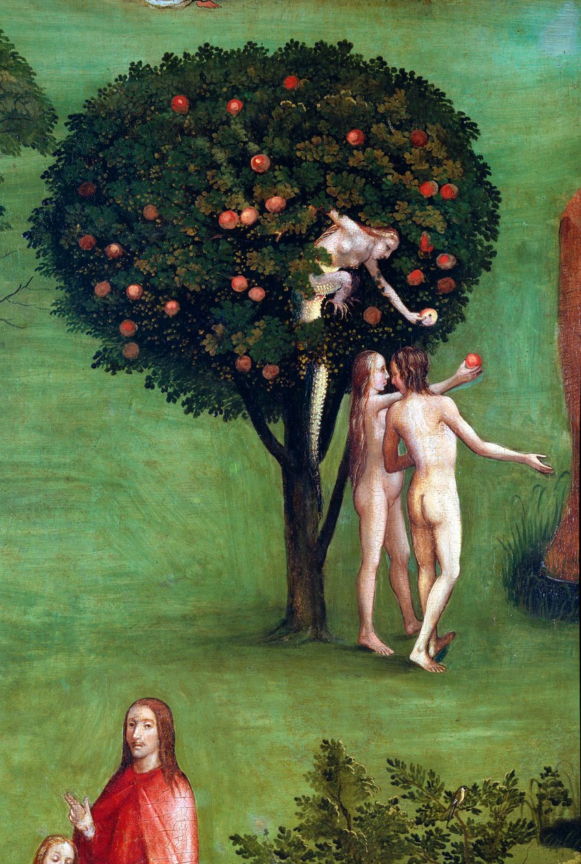 Tryptic of the Last Judgement ، اللوحة اليسرى. آدم وحواء في الجنة تفصيل (رسم على الخشب حوالي 1504) بواسطة هيرونيموس بوش