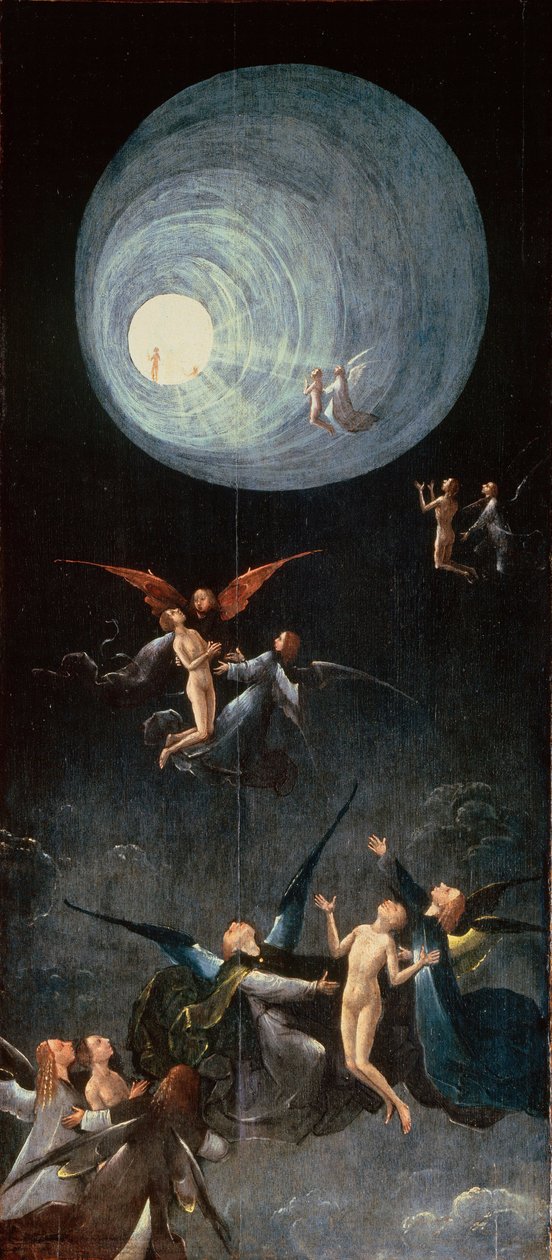 les ames bienheureuses. Le Paradis - الصعود إلى الجنة. من: أربع رؤى للآخرة حسب بوش ، هيرونيموس (1450-1516). زيت على خشب ، الحجم: 88،8x39،9 ، حوالي 1490-1510 ، Palazzo Grimani ، البندقية بواسطة هيرونيموس بوش