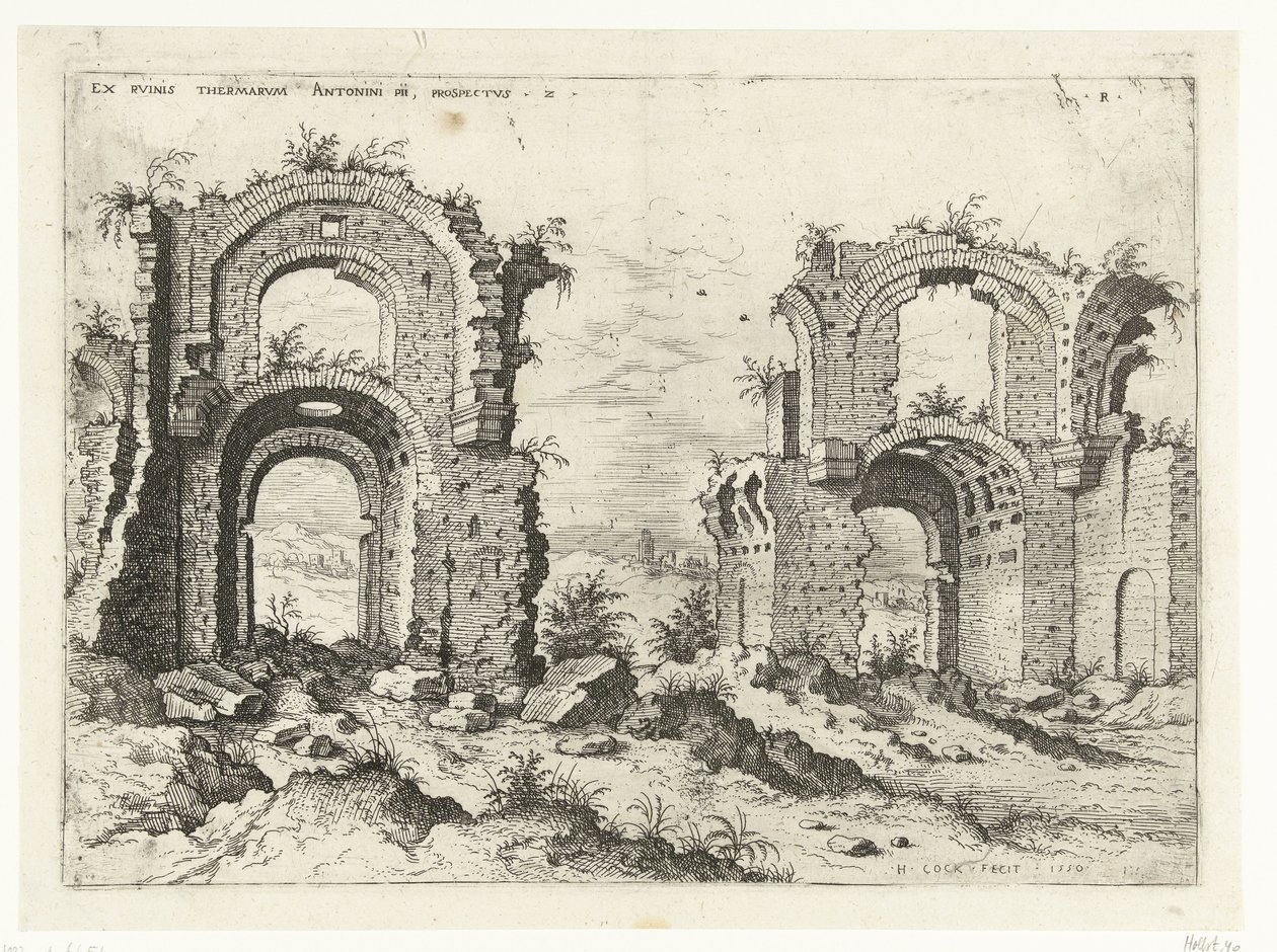المنظر الثاني لحمامات دقلديانوس السابق Rvinis Thermarvm Antonini Pii (...) (العنوان على الكائن) الآثار الرومانية (عنوان السلسلة) بواسطة هيرونيموس كوك