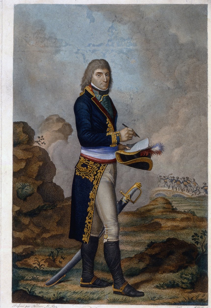 صورة للإمبراطور نابليون بونابرت (1769-1821). (صورة للإمبراطور نابليون بونابرت). عمل هيلير ليدرو (1769-1840) ، نقش ملون بالألوان المائية ، حوالي عام 1810. الفن الفرنسي بواسطة هيلير ليدرو
