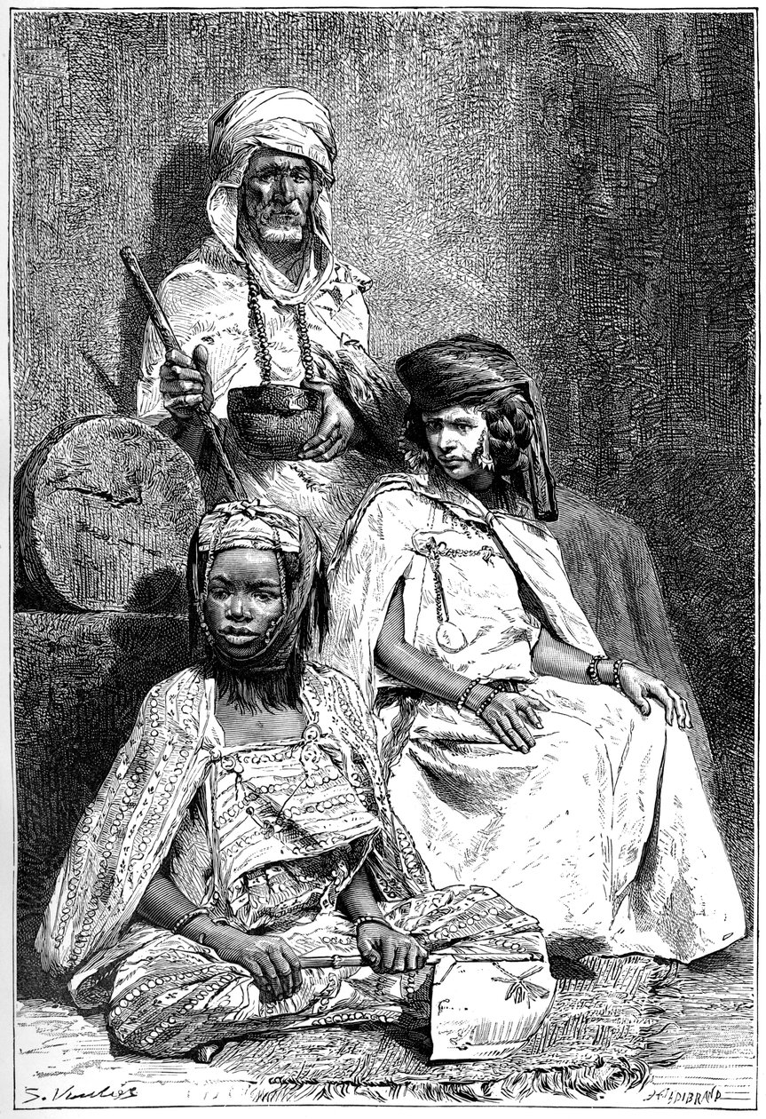 المتسول العربي ، نساء بسكرة والقنطرة ، c1890 بواسطة هيلديبراند