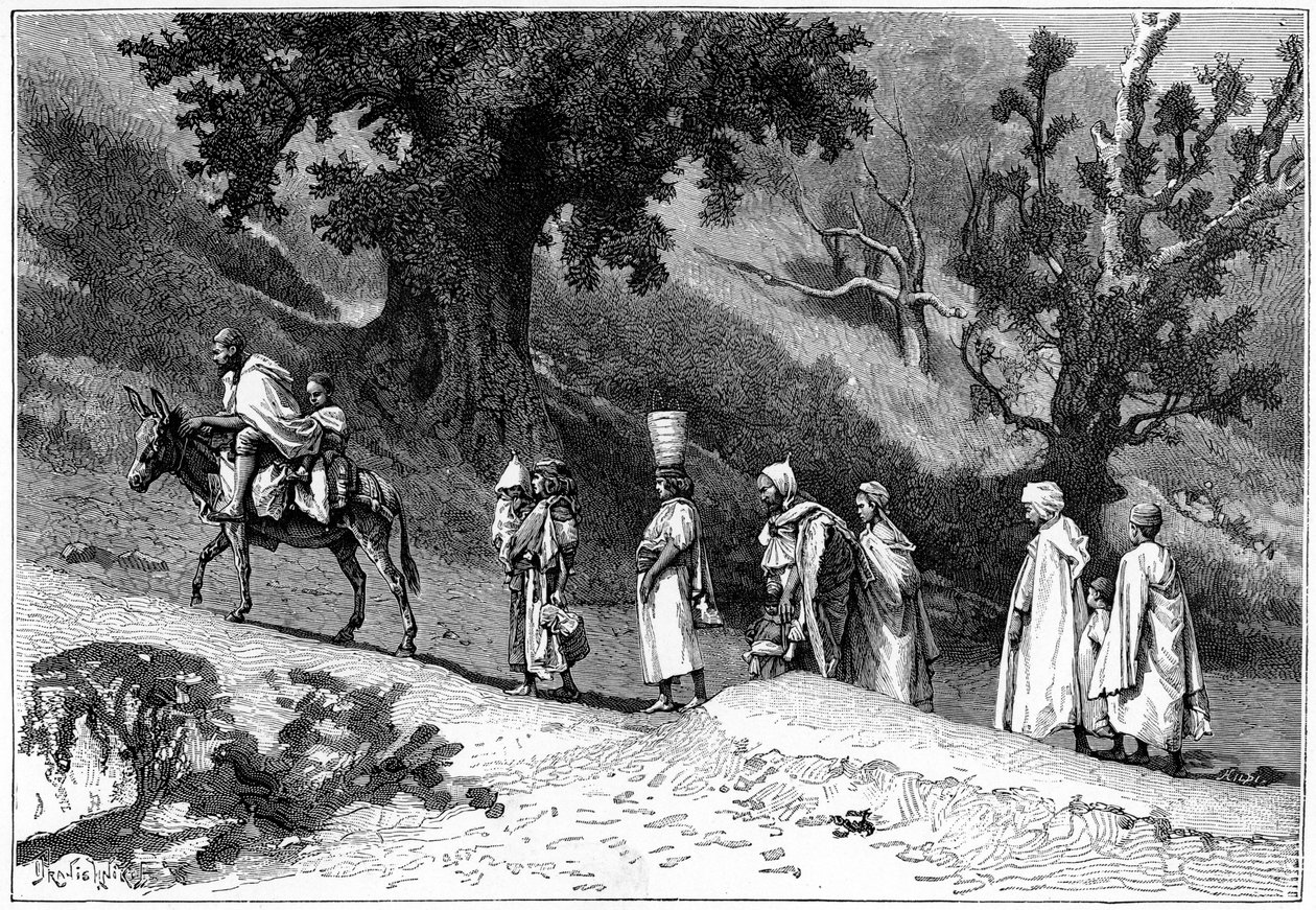 مجموعة عائلة القبايل مسافرة ، الجزائر ، c1890 بواسطة هيلديبراند