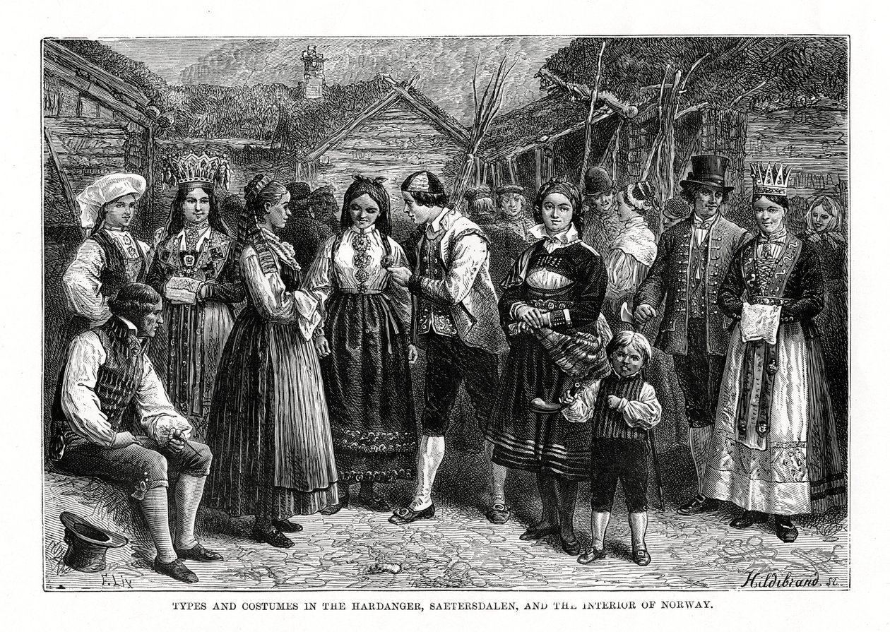 الأنواع والأزياء في النرويج ، 1879. بواسطة هيلديبراند