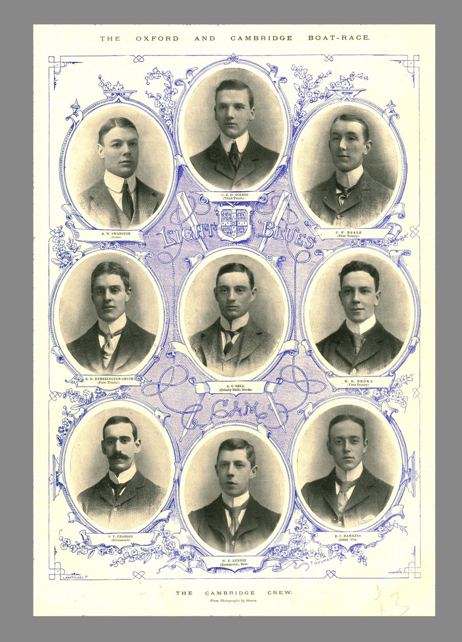 طاقم كامبريدج ، أكسفورد وكامبريدج سباق القوارب ، 1898. بواسطة التلال والساوندرز