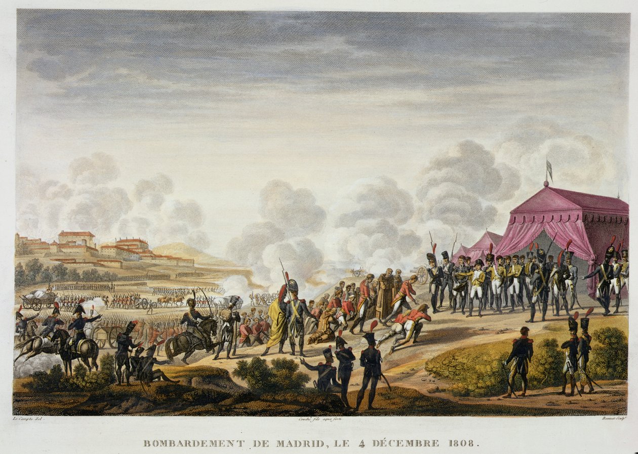 قصف مدريد ، 4 ديسمبر 1808 ، منقوش بواسطة إدم بوفينت (1782-1832) (أكواتينت) بواسطة هيبوليت ليكومت