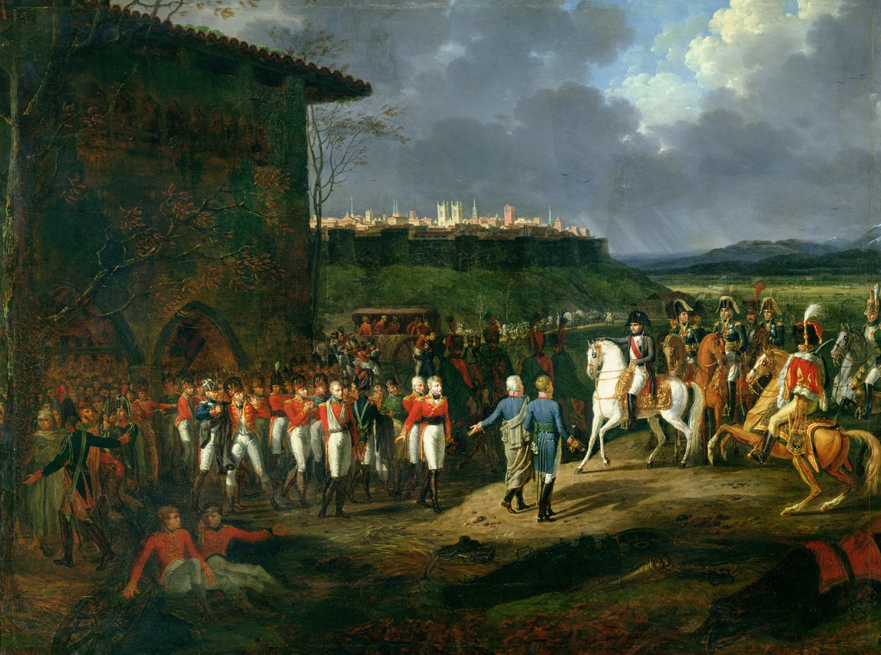يتم تقديم السجناء الإنجليز في Astorga إلى نابليون بونابرت (1769-1821) في 1809 ، 1810 (انظر أيضًا 225165) بواسطة هيبوليت ليكومت
