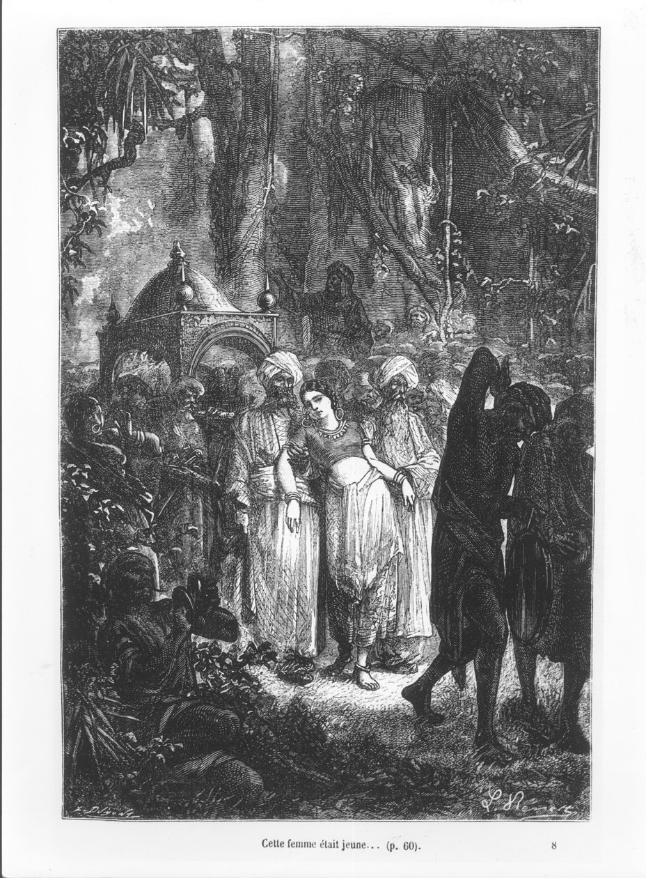 هذه المرأة كانت شابة ، توضيح من "حول العالم في ثمانين يومًا" لجول فيرن (1828-1905) نقشها لويس دومون (1818) 1873 بواسطة هيبوليت ليون بينيت