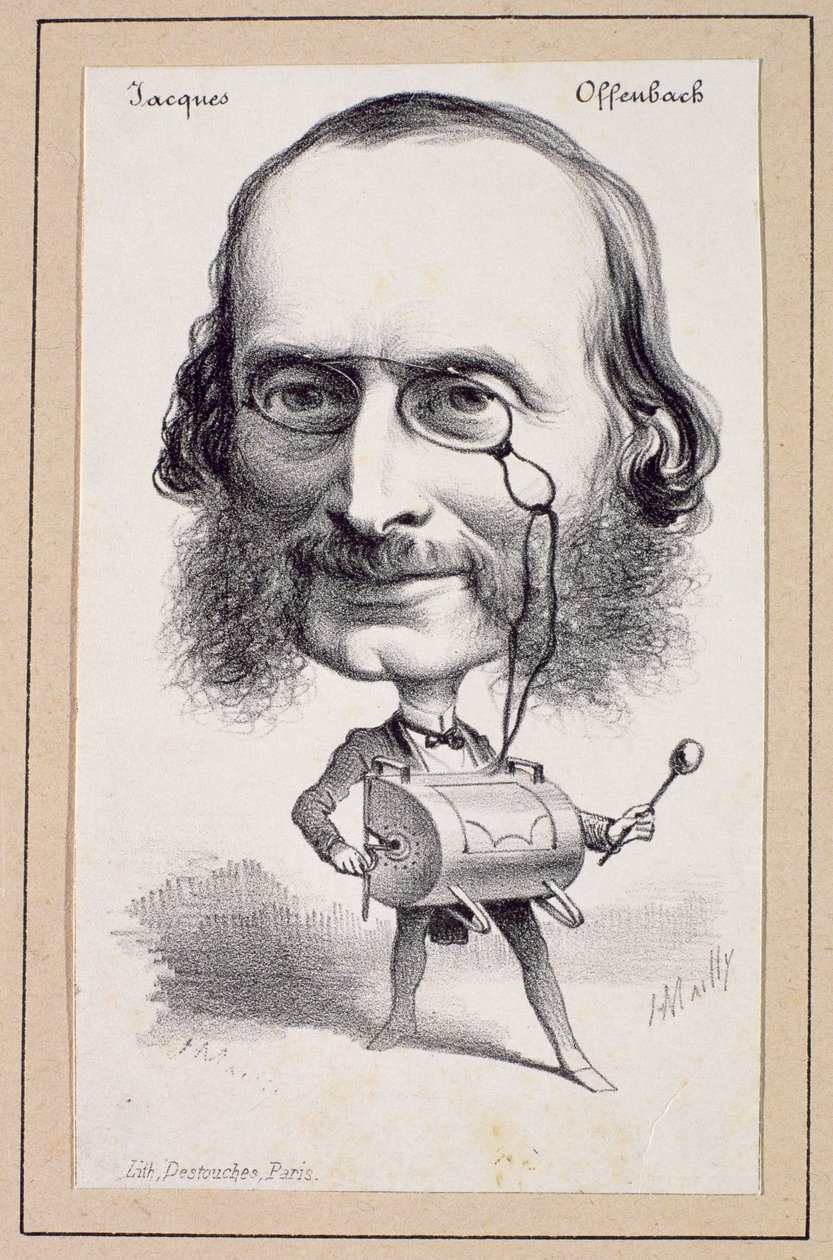 صورة لجاك أوفنباخ (1819-1880) منقوش بول إميل ديستوتشيس (1794-1874) بواسطة هيبوليت مايلي