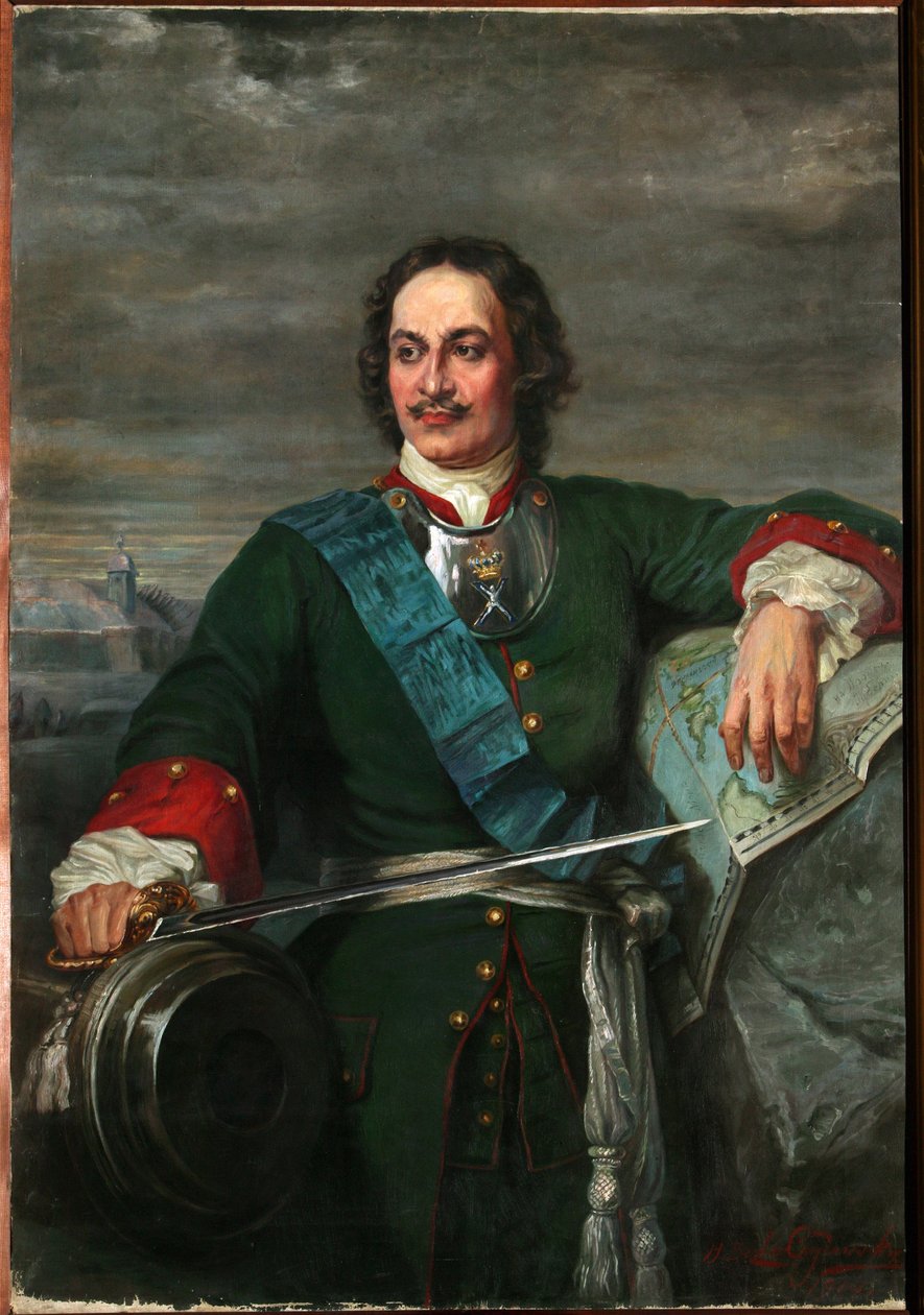 Portrait de Pierre Ier Le Grand (1672-1725) tsar de Russie - Peter the Great (بعد Hippolyte Delaroche) - Bezler-Ciszewska ، Henryka - 1914 - زيت على قماش - 170x119 - متحف الفن الإقليمي I. Kramskoi ، فورونيج بواسطة هيبوليت ديلاروش