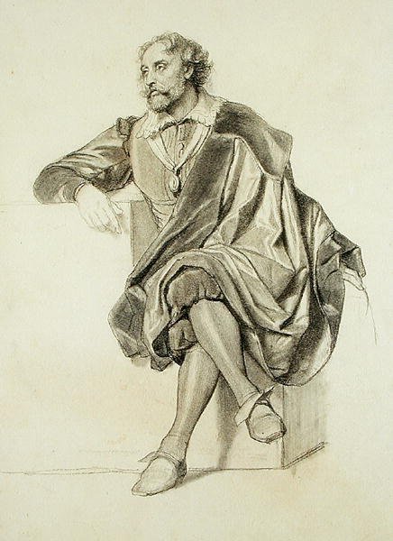 دراسة لصورة بيتر بول روبنز (1577-1640) (قلم رصاص وفحم على ورق) بواسطة بول ديلاروش