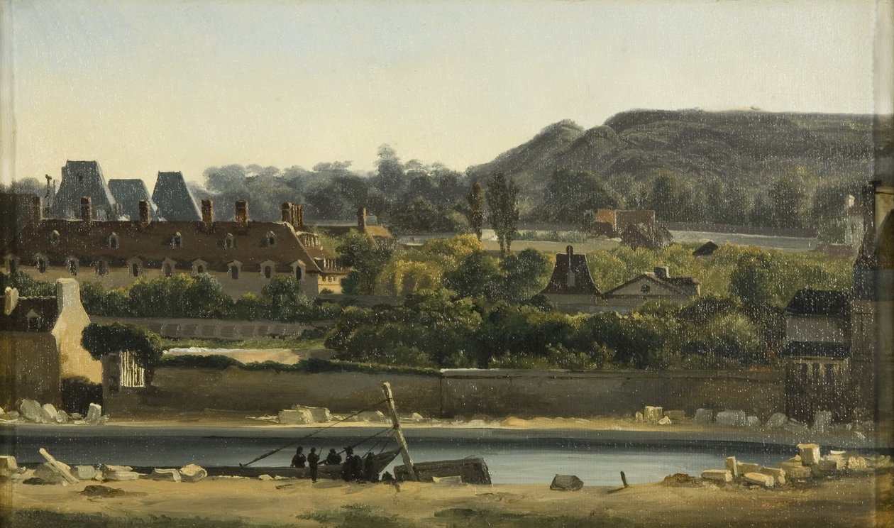 مستشفى Saint Louis and the Buttes-Chaumont ، باريس ، حوالي 1830 (زيت على قماش) بواسطة هيبوليت آدم
