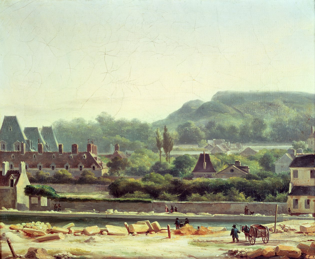 ال Hopital Saint-Louis و Buttes-Chaumont في عام 1830 بواسطة هيبوليت آدم