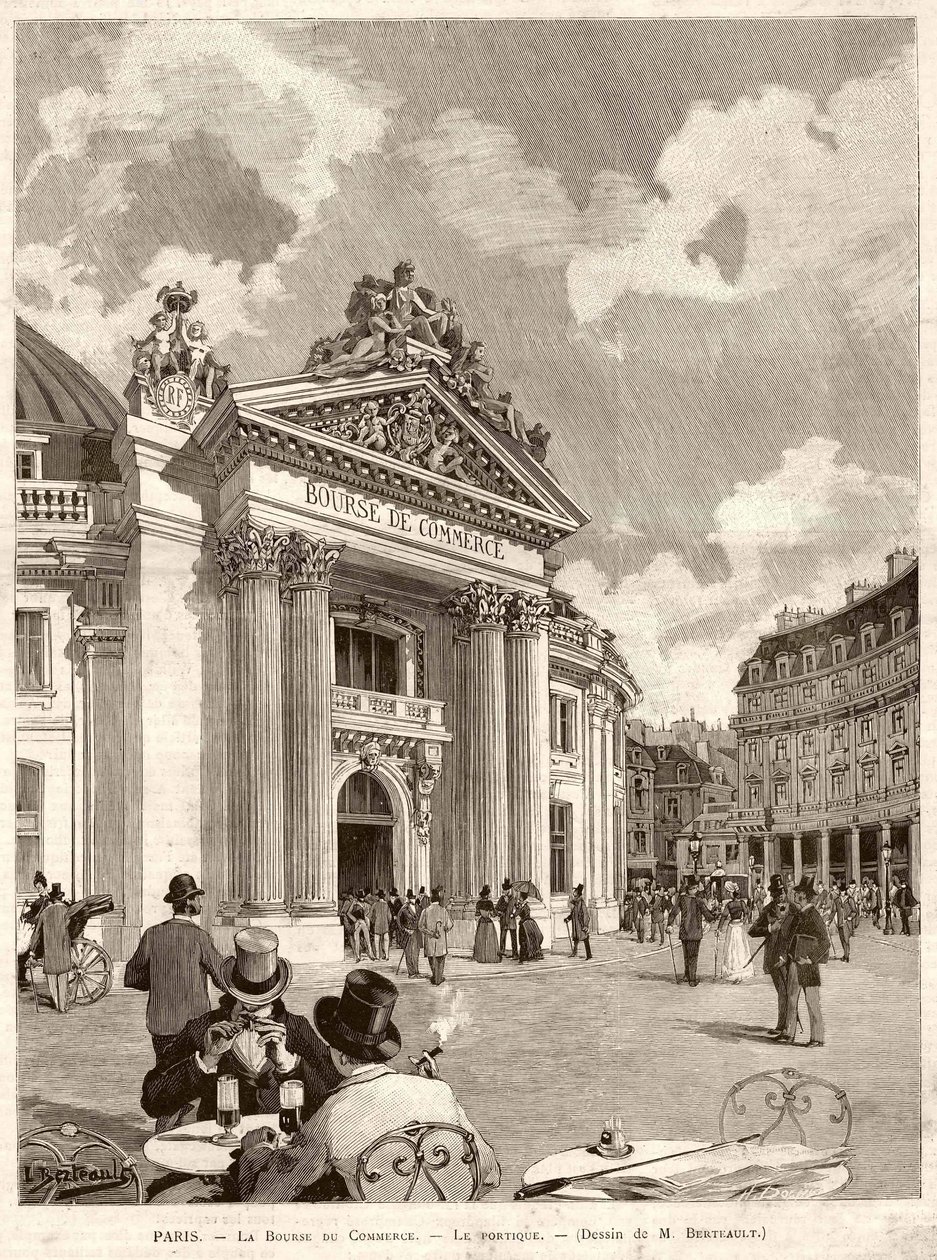 البورصة في باريس عام 1889. رسم بواسطة M. Berteault بواسطة هيبوليت بيرتو