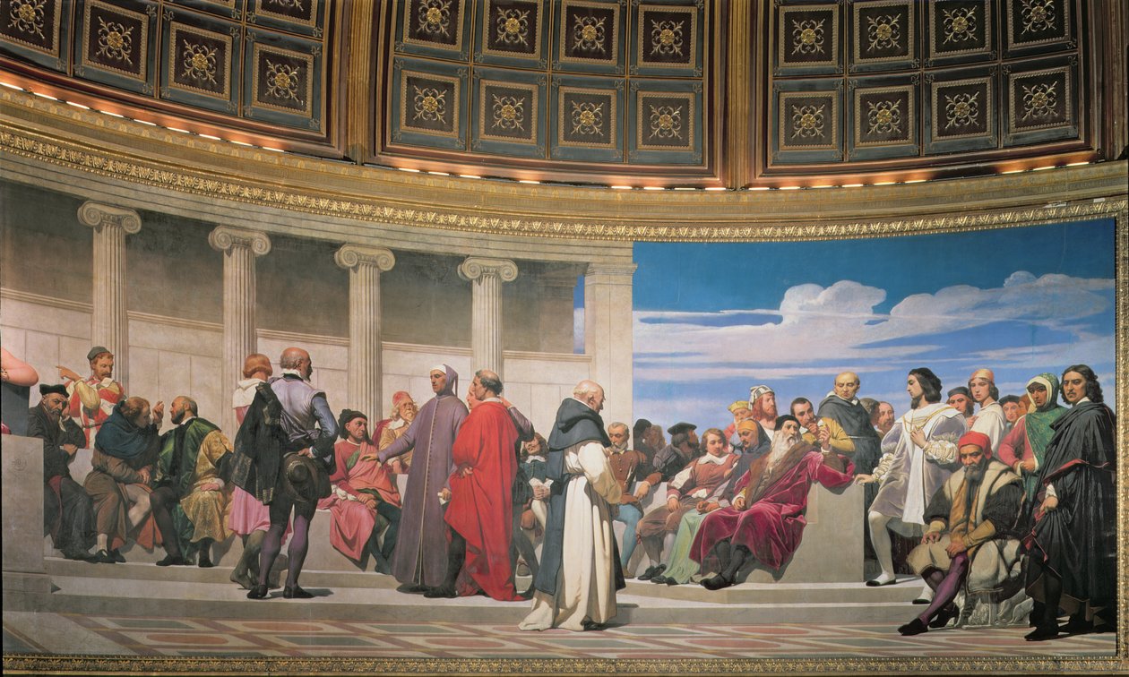 Hemicycle: فنانين من جميع الأعمار ، تفاصيل الجانب الأيمن ، 1836-41 فريسكو انظر أيضًا 83553 و 83554 بواسطة هيبوليت ديلاروش