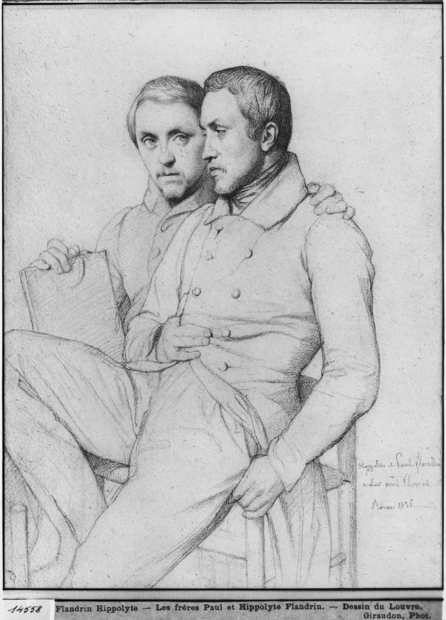 صورة مزدوجة لهيبوليت وبول فلاندرين ، 1835 (رصاص أسود على ورق) بواسطة هيبوليت فلاندرين
