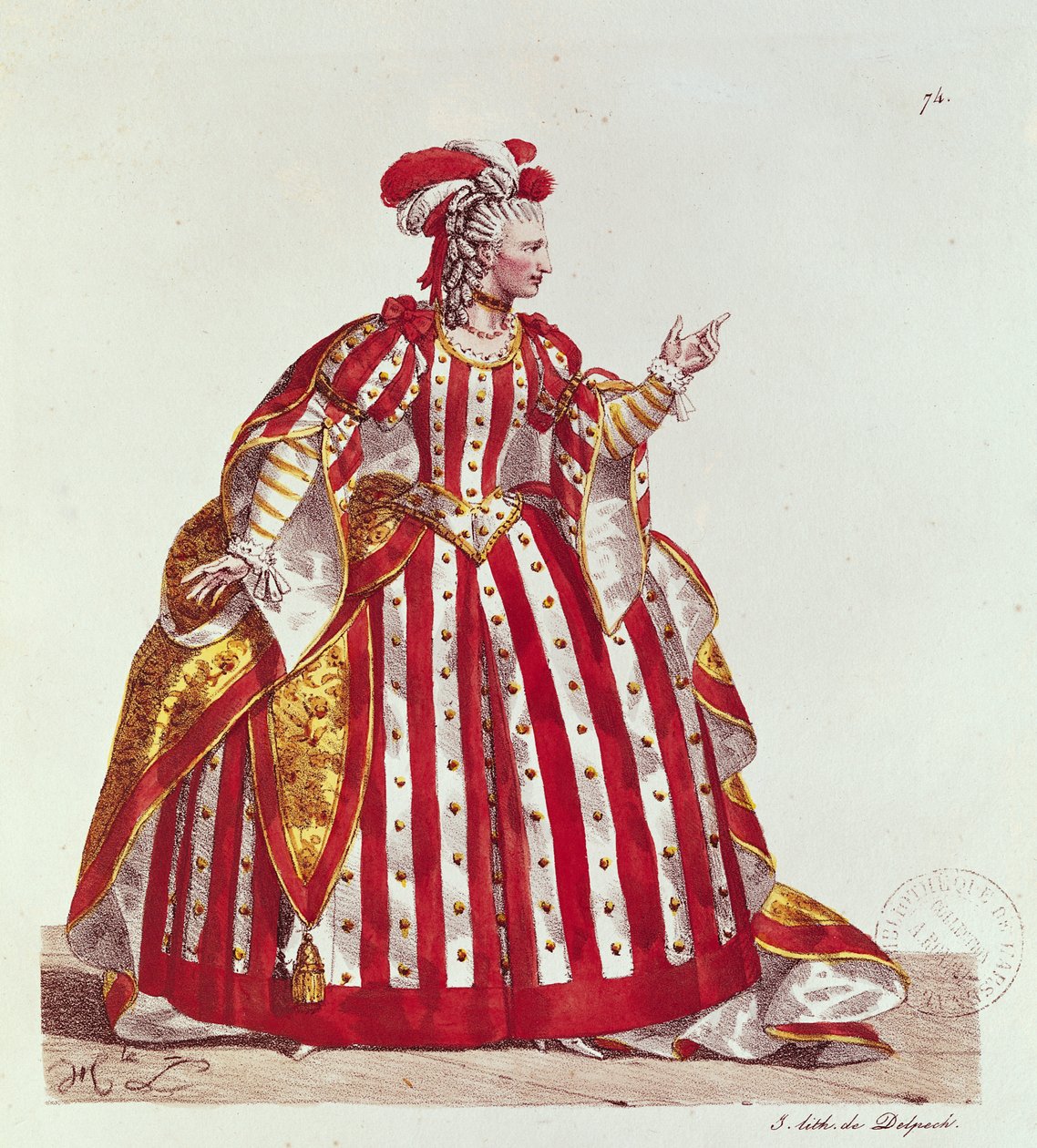 Mademoiselle Dumesnil (1713-1803) في دور Agrippina في &39;Britannicus&39; بواسطة Jean Racine (1639-99) منقوش من قبل فرانسوا سيرافين ديلبك (1778-1825) 1740 بواسطة هيبوليت ليكومت